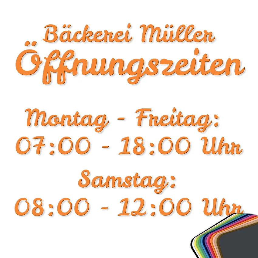 Ihre Öffnungszeiten als Folienbeschriftung 40 x 35 cm [Größe: groß]