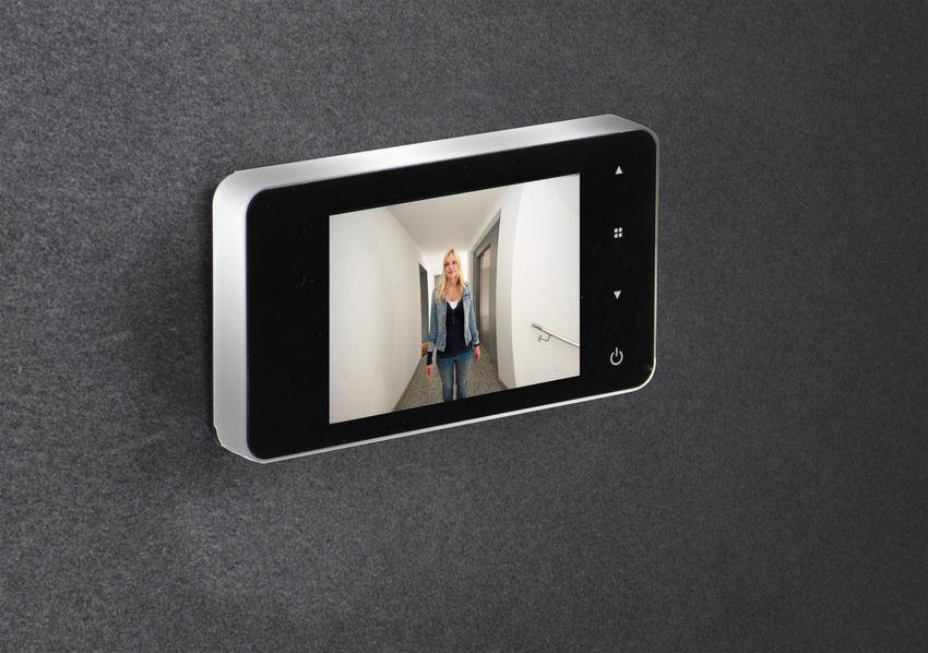 Digitaler Türspion Door eGuard DG 8200 Überwachungskamera mit Klingel in silber