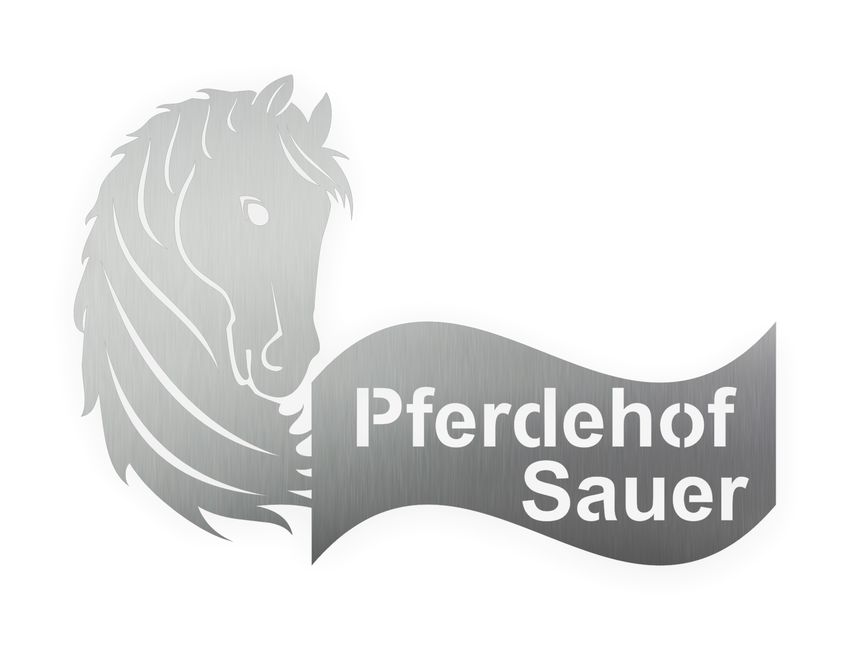 Werbeschild fr den Reiterhof oder Gestt aus Edelstahl mit Wunschtext
