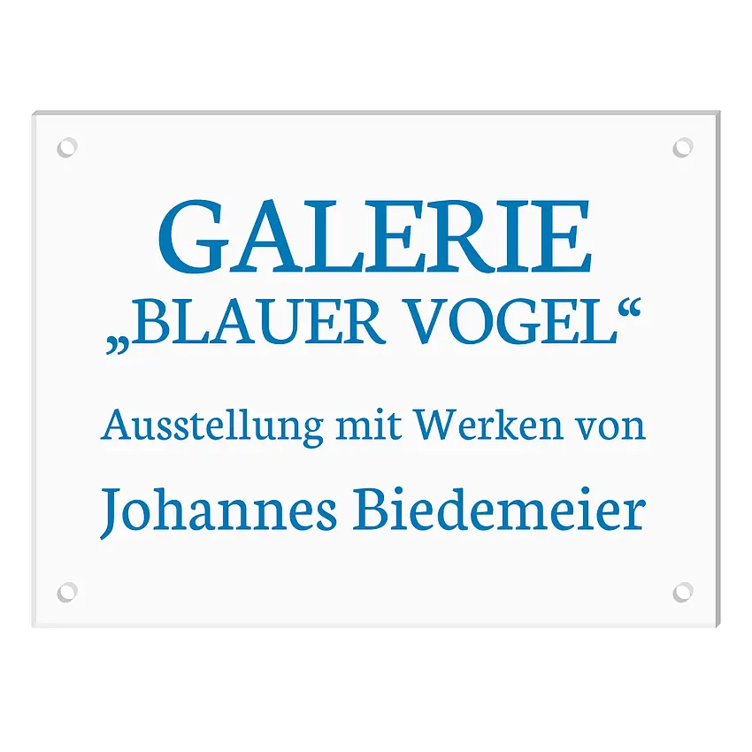 Schild aus Acrylglas mit Wunschtext - Größe 40 x 30 cm [groß Querformat]