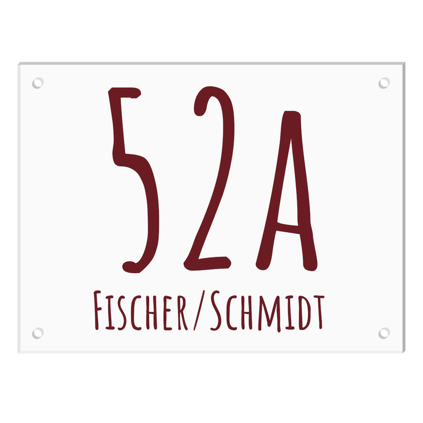 Hausnummer mit Name aus Acryl- Gre 400 x 300 mm [gro]