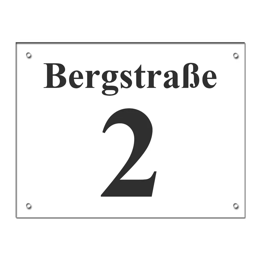 Hausnummer mit Straßenname aus Acryl- Größe 40 x 30 cm [groß]