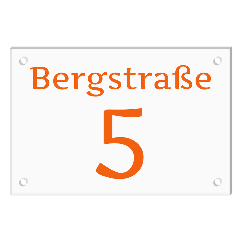 Hausnummer mit Straenname aus Acryl- Gre 300 x 200 mm [mittel]
