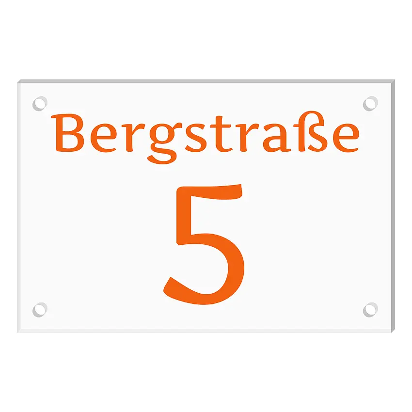 Hausnummer mit Straßenname aus Acryl- Größe 30 x 20 cm [mittel]