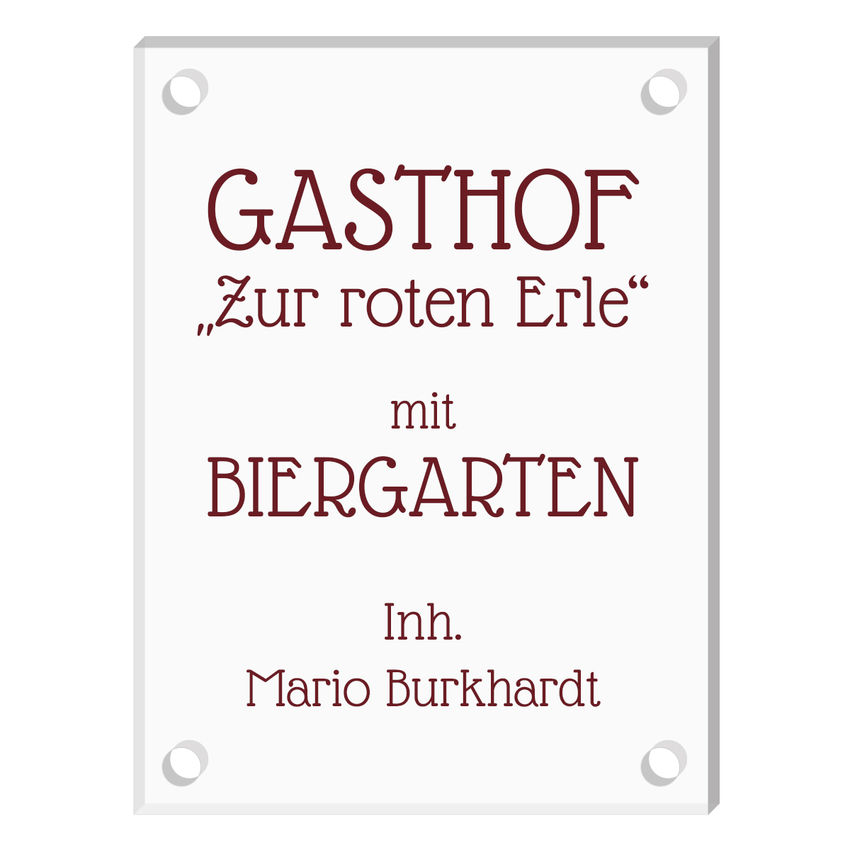 Schild aus Acrylglas mit Wunschtext - Gre 150 x 200 mm [klein]