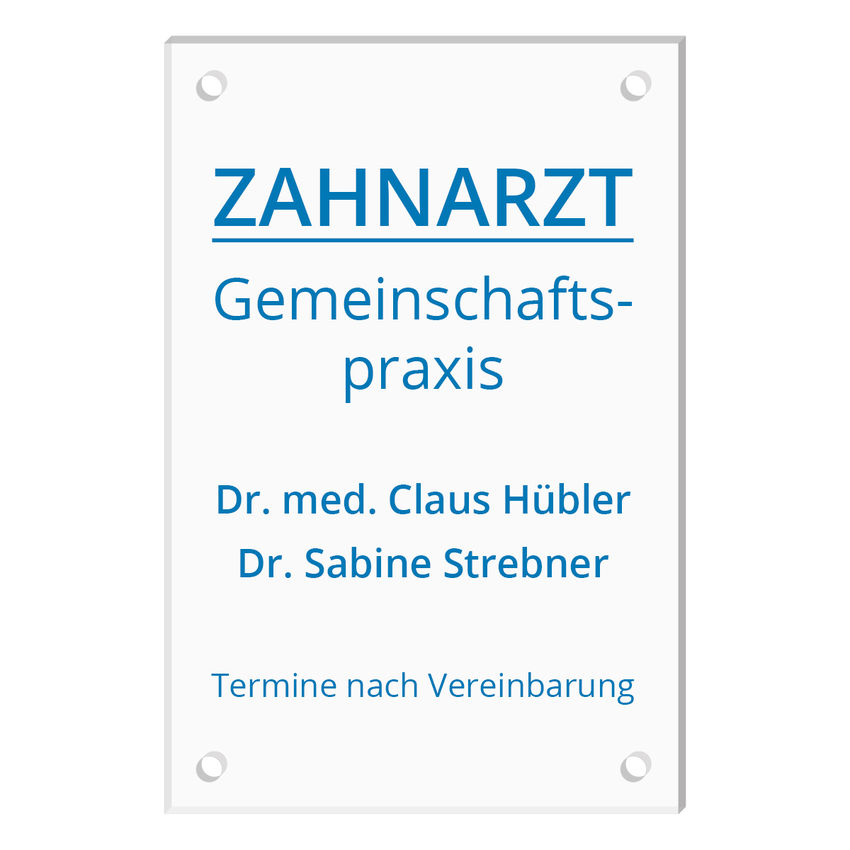 Schild aus Acrylglas mit Wunschtext - Gre 200 x 300 mm [mittel]