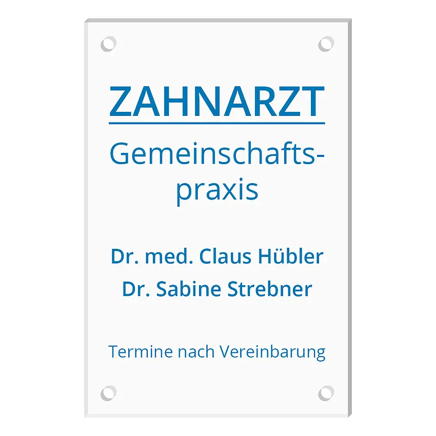 Schild aus Acrylglas mit Wunschtext - Größe 20 x 30 cm [mittel hochkant]