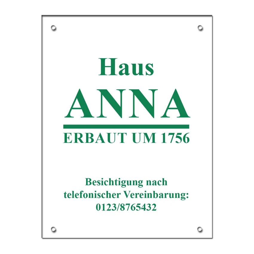 Schild aus Acrylglas mit Wunschtext - Größe 30 x 40 cm [groß hochkant]