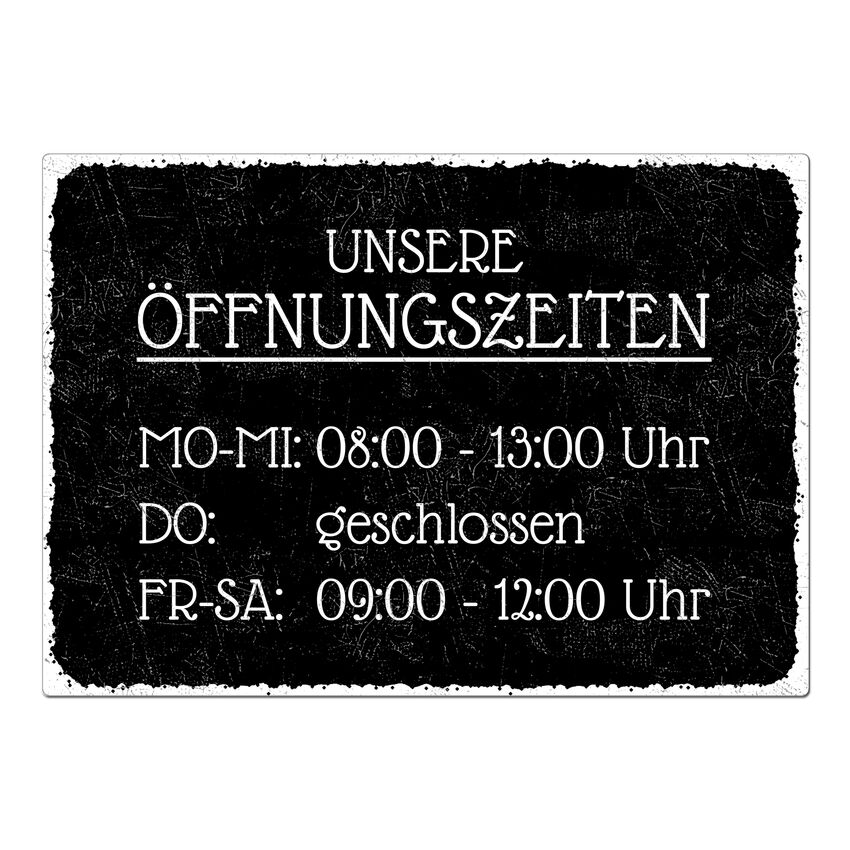 Schild Öffnungszeiten A3 - Black Vintage extra large