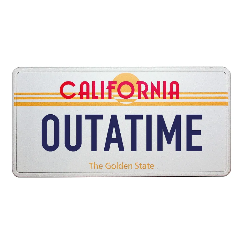 Outatime - US-Nummernschild Kalifornien mit Folienschrift