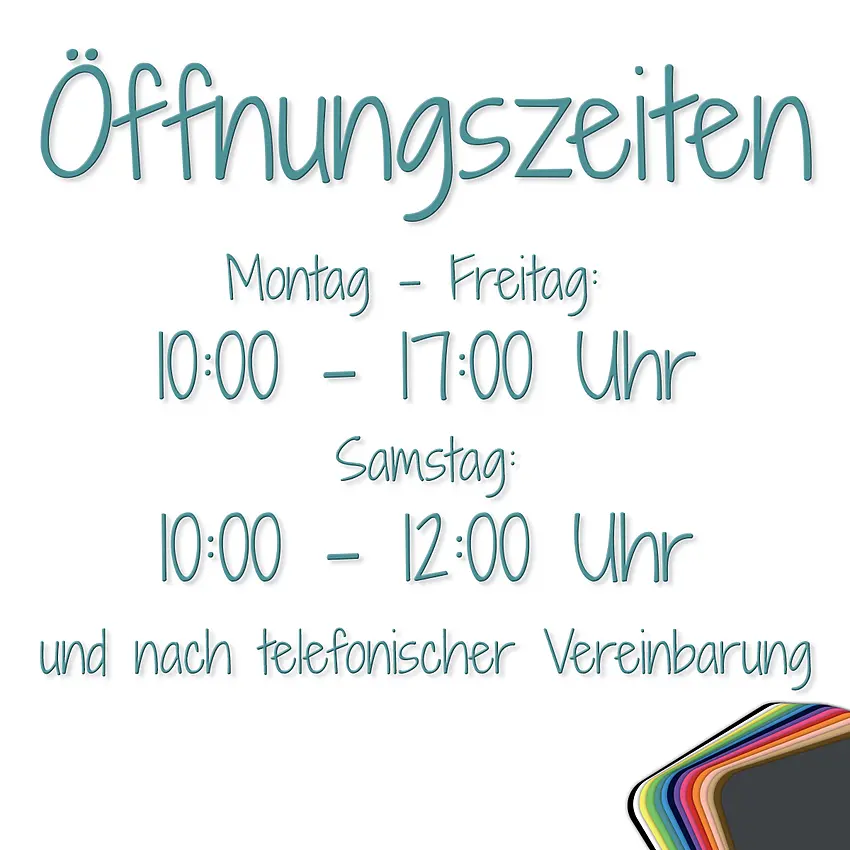 Ihre Öffnungszeiten als Folienbeschriftung 20 x 15 cm [Größe: klein]