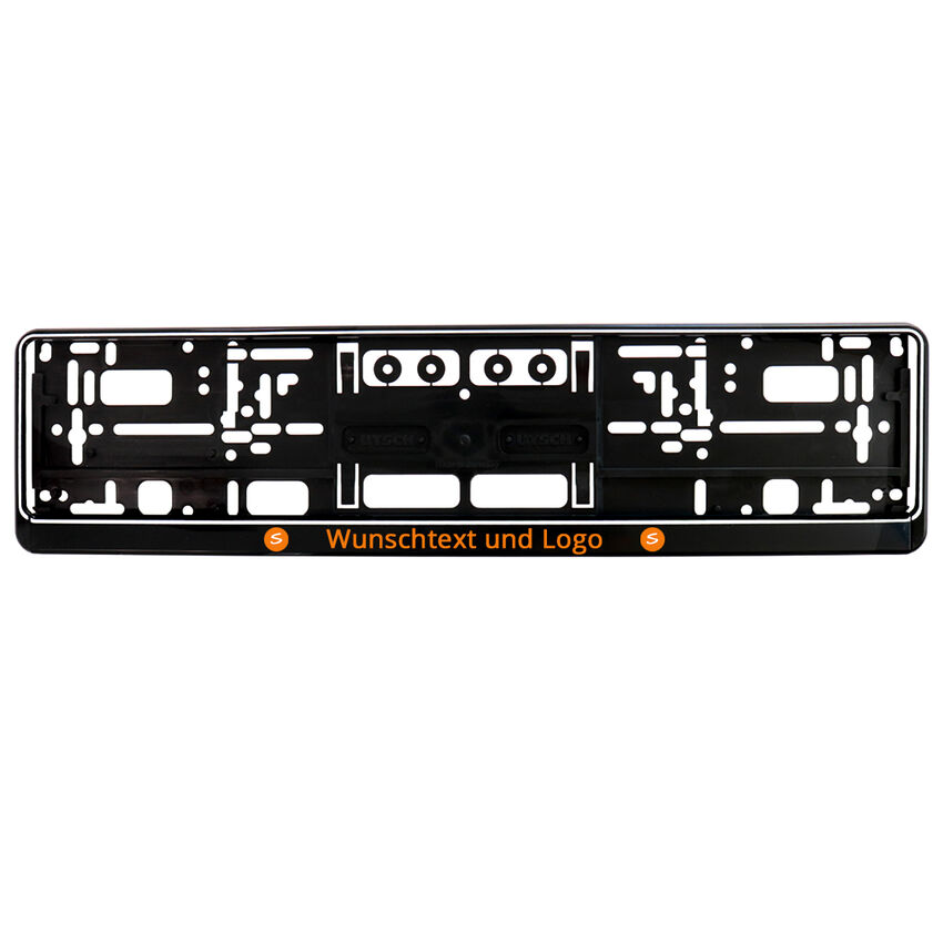 Kennzeichenhalter mit Werbung -schwarz/wei - Gre: 52 cm - 2 Stck