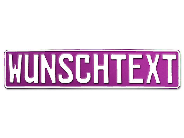 Prgung - Deutsches Kennzeichen mit Wunschtext 1-farbig pink