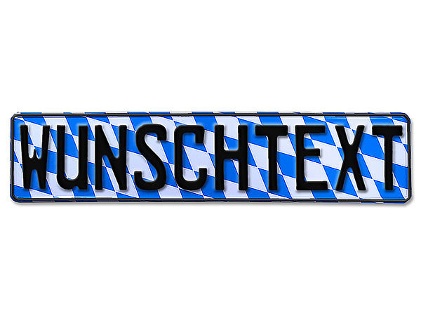 Prgung - Deutsches Kennzeichen mit Wunschtext im Design Bayern