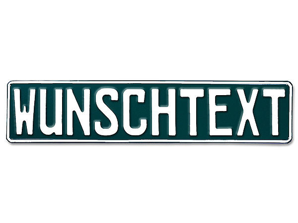 Prägung - Deutsches Kennzeichen mit Wunschtext dunkelgrün