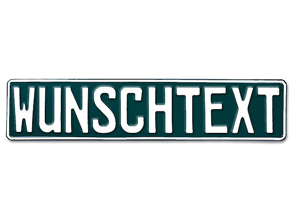Prgung - Deutsches Kennzeichen mit Wunschtext dunkelgrn