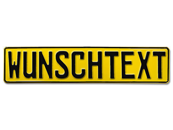 Prägung - Deutsches Kennzeichen mit Wunschtext 1-farbig gelb
