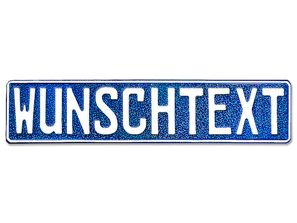 Prgung - Deutsches Kennzeichen mit Wunschtext in glitzer-blau