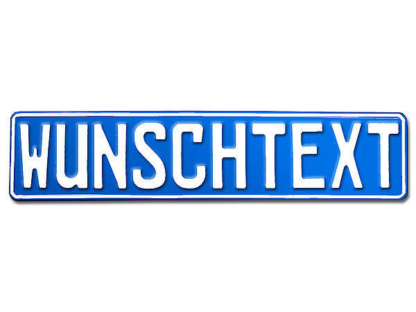 Prägung - Deutsches Kennzeichen mit Wunschtext 1-farbig hellblau
