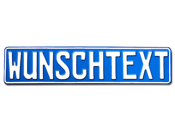 Prgung - Deutsches Kennzeichen mit Wunschtext 1-farbig hellblau