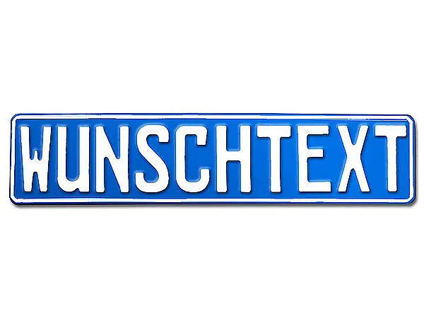 Prägung - Deutsches Kennzeichen mit Wunschtext 1-farbig hellblau