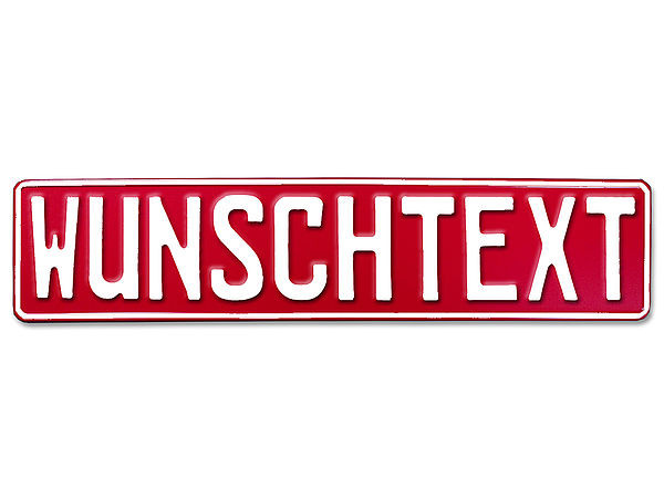 Prägung - Deutsches Kennzeichen mit Wunschtext rot