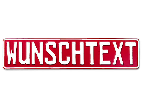 Prgung - Deutsches Kennzeichen mit Wunschtext rot