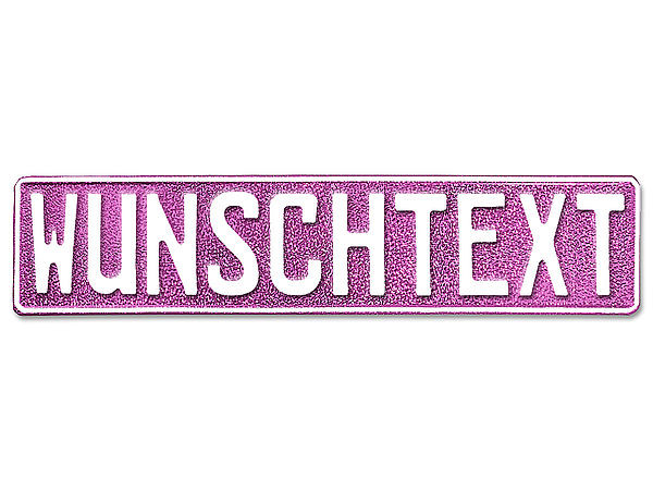 Kennzeichen glitzer-pink mit Name und Symbol