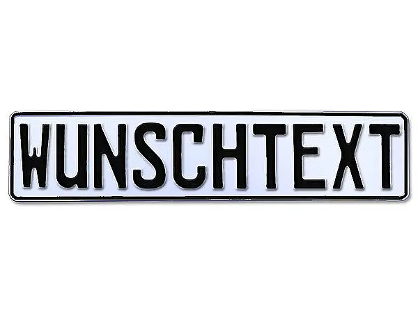 Geprägtes Kennzeichen weiß mit Wunschtext