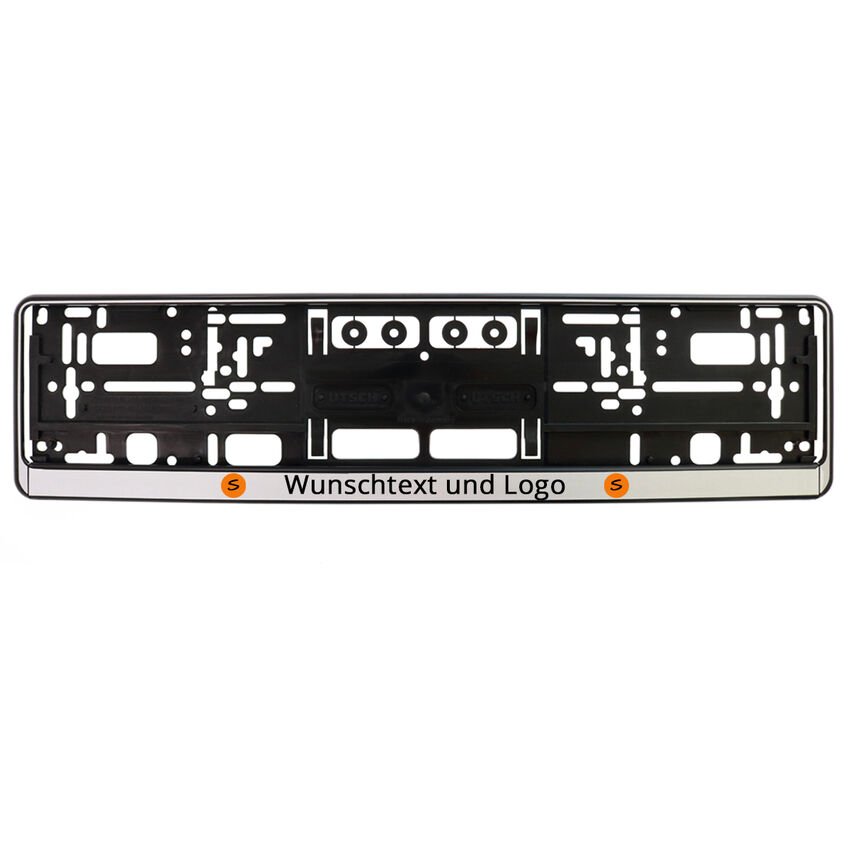 Kennzeichenhalter bedrucken - schwarz/silber - Gre: 52 cm 2 Stck