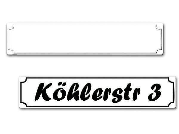Straenschild wei mit Folienschrift