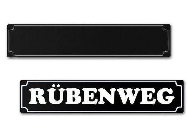 Straenschild schwarz, rot, grn oder blau mit Folienschrift