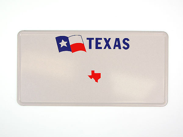 Texas Plate mit Flagge und individuellem Wunschtext in Folienschrift