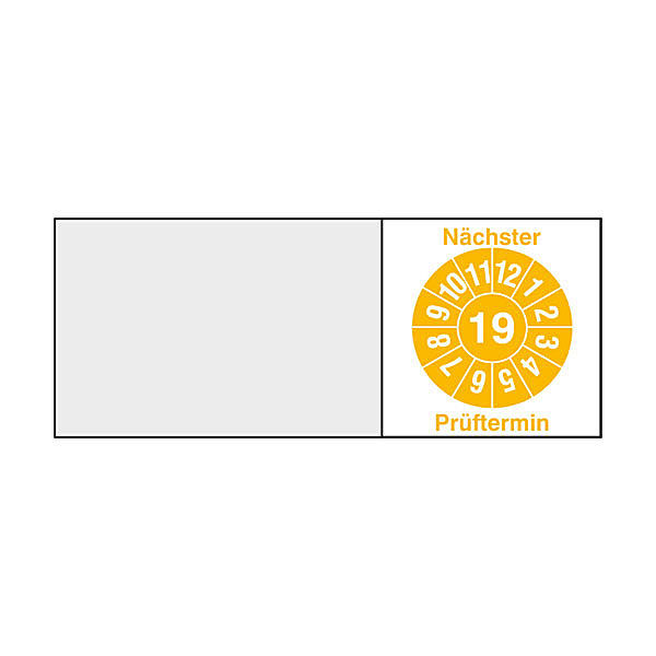 Kabelprfplakette - mit Jahresfarbe Nchster -19- Prftermin 