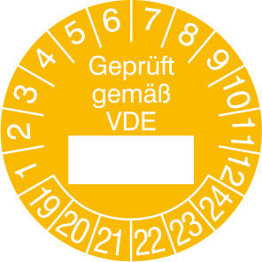 Prfplakette - mit Jahresfarbe Geprft gem VDE