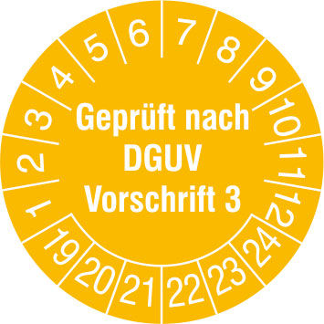 Prfplakette - mit Jahresfarbe Geprft nach DGUV Vorschrift 3