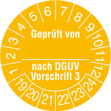 Prfplakette - mit Jahresfarbe Geprft von_nach DGUV Vorschrift3