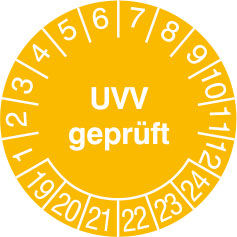 Prüfplakette - mit Jahresfarbe »UVV geprüft«