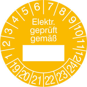 Prfplakette - mit Jahresfarbe Elektr. geprft gem߫