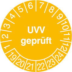 Prfplakette - mit Jahresfarbe UVV geprft