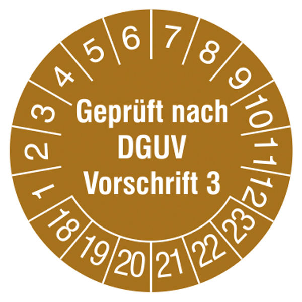 Prüfplakette - mit Jahresfarbe »Geprüft nach DGUV Vorschrift 3 «