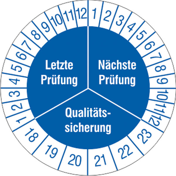 Prfplakette - mit Jahresfarbe Qualittssicherung 