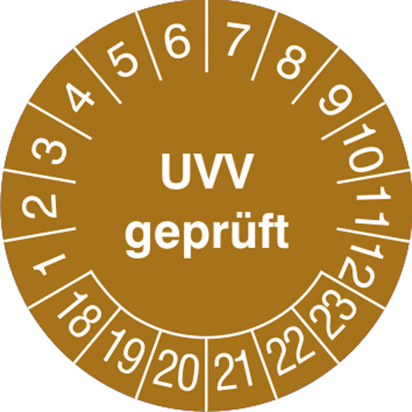 Prfplakette - mit Jahresfarbe UVV geprft