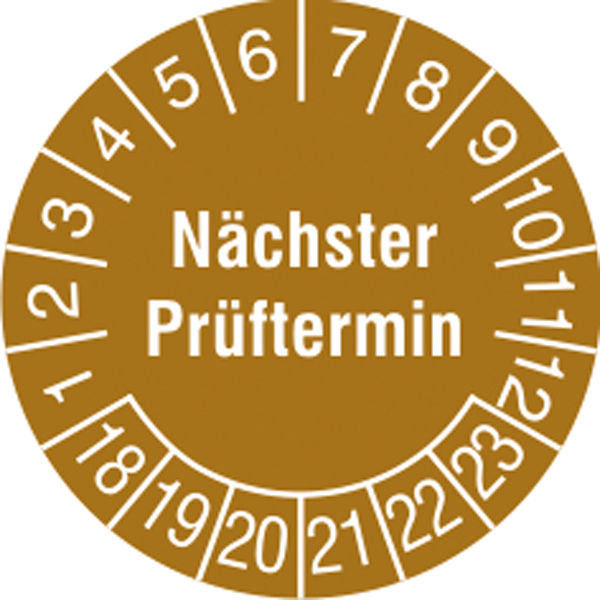 Prfplakette - mit Jahresfarbe Nchster Prftermin 