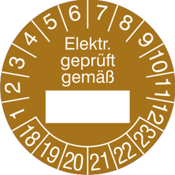 Prfplakette - mit Jahresfarbe Elektr. geprft gem߫