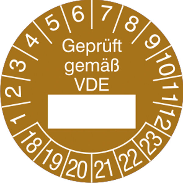Prfplakette - mit Jahresfarbe Geprft gem VDE