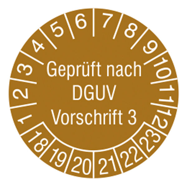 Prfplakette - mit Jahresfarbe Geprft nach DGUV Vorschrift 3
