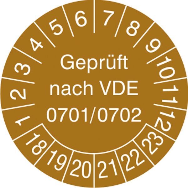 Prfplakette - mit Jahresfarbe Geprft nach VDE 0701/0702