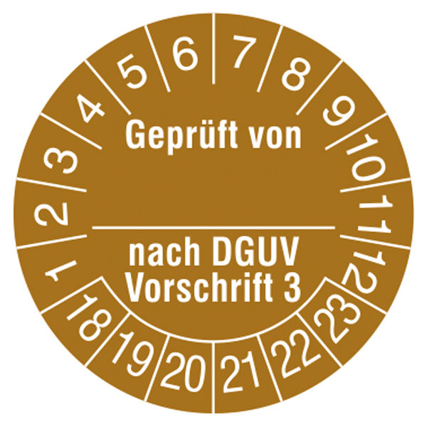 Prfplakette - mit Jahresfarbe Geprft von_nach DGUV Vorschrift 3