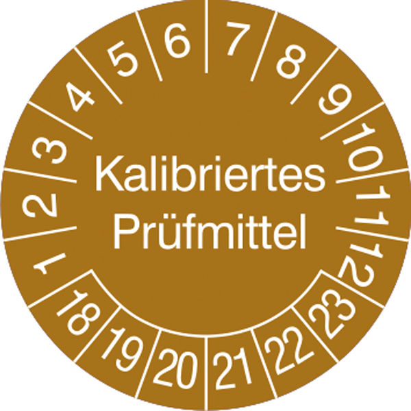 Prfplakette - mit Jahresfarbe Kalibriertes Prfmittel